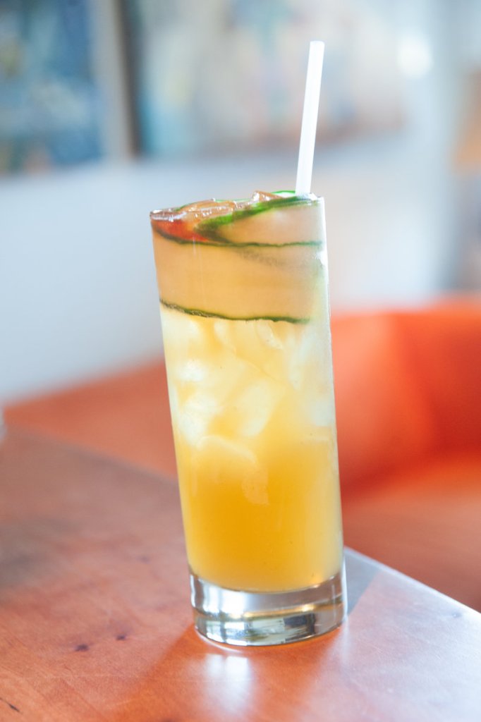 A Cucumber Pimm’s Cup, made at The Salt Exchange with Back River gin.