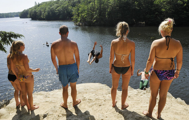 In this July 22, 2011 file photo, a group of swimmers enjoy Pleasant Point Park in Buxton. Buxton police have stepped up patrols at Pleasant Point Park after receiving reports of teenagers excessively partying at the popular swimming spot.