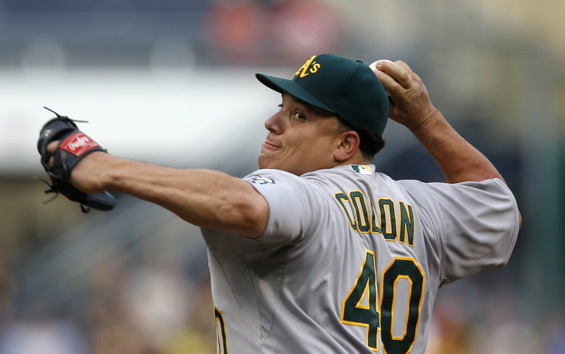 Oakland’s Bartolo Colon improved to 12-3 Monday, leading the A’s to a 2-1 interleague win at Pittsburgh. Colon is now tied for second in victories in the majors this year.