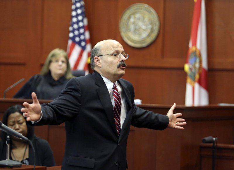 Assistant State Attorney Bernie de la Rionda presents the state’s closing arguments in George Zimmerman’s trial in Seminole Circuit Court in Sanford, Fla., on Thursday.