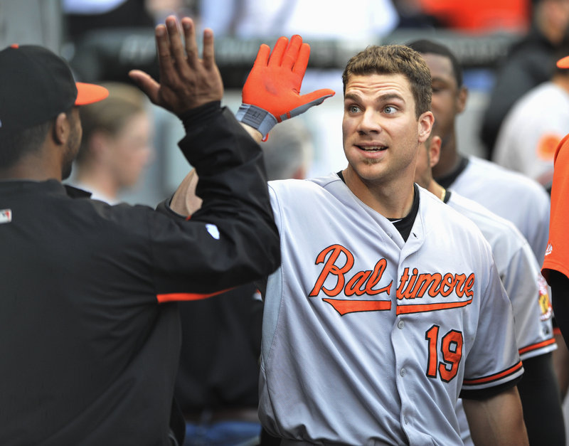Baltimore’s Chris Davis has been getting high-fives aplenty as he continues to decimate American League pitching in what could be a record year.