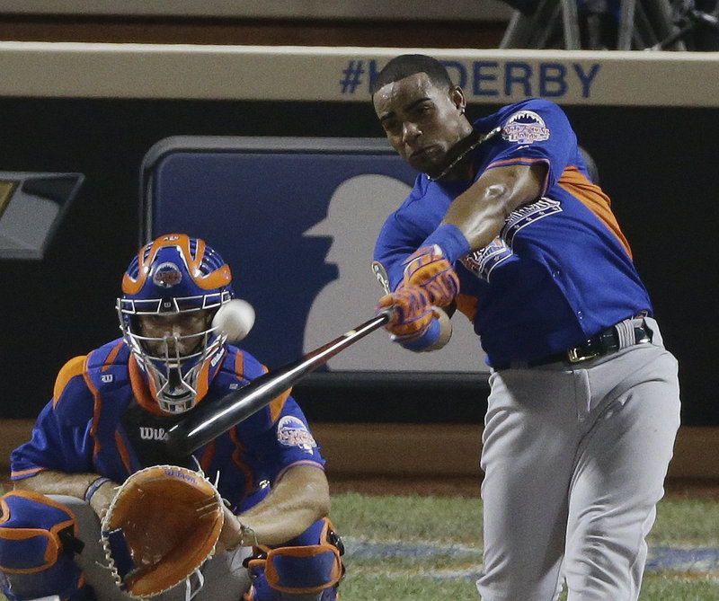 Yoenis Cespedes launches one of his 32 homers en route to winning the Home Run Derby. In the first round, he slugged 17 – more than any other player managed in their first two rounds.