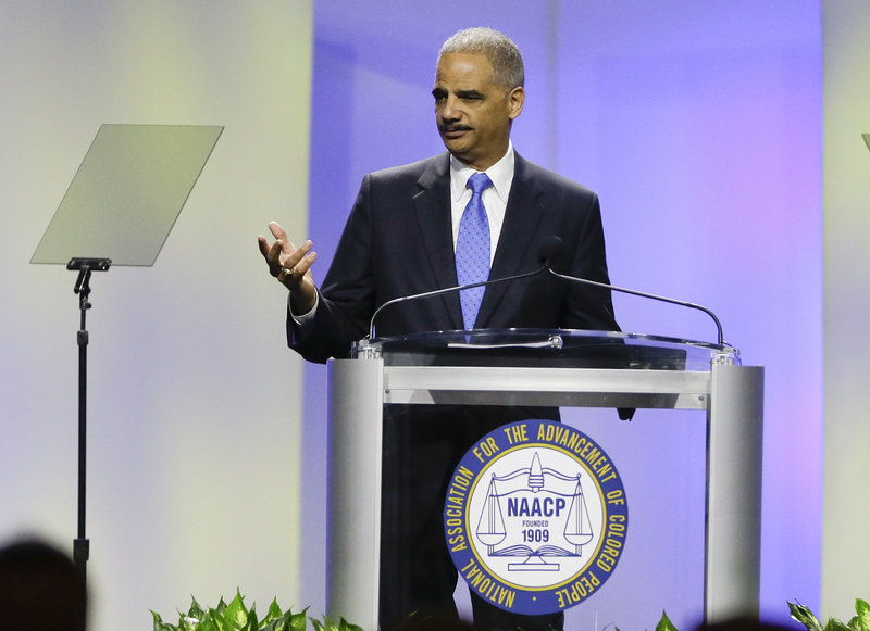 Attorney General Eric Holder delivers the keynote address at the annual convention of the NAACP, which is pressing him to bring civil rights charges in the Trayvon Martin case.