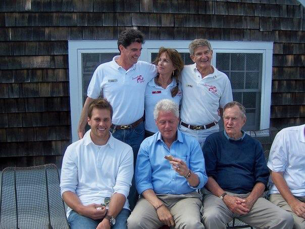 Barnacle Billy's William "Billy" Tower, standing on the right in the back row with two of his children, Courtland Tower and Margaret Tower, poses here with presidents and a Patriot in this June 6, 2006, photo outside his Ogunquit restaurant. That's Tom Brady, Bill Clinton and George H.W. Bush in the foreground.