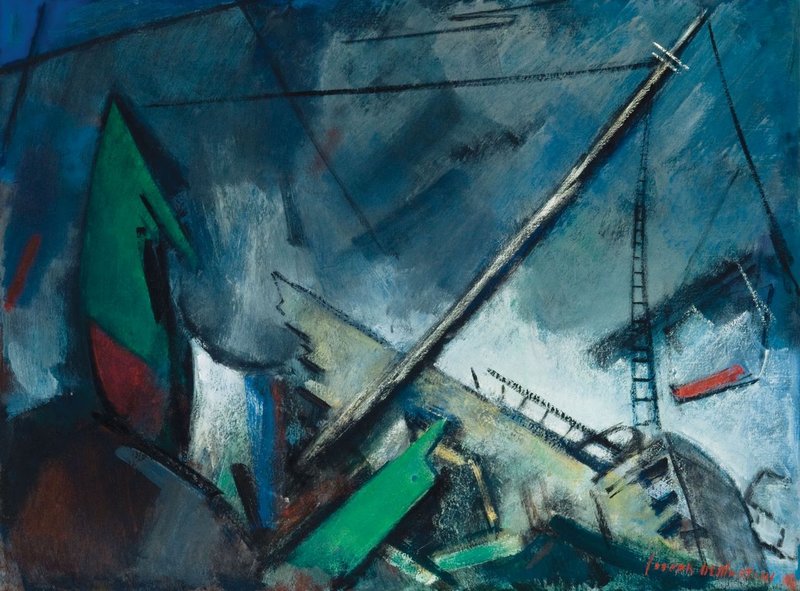 “The Wreck of the St. Christopher” by Joseph DeMartini (1949) is part of “A Spirit of Wonder” at the Monhegan Museum.