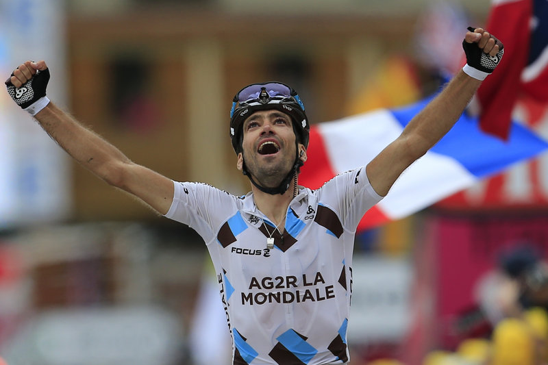 Christophe Riblon celebrates his victory on the prestigious and precarious Stage 18, and used the occasion to defend his British rival, Chris Froome, from unsubstantiated allegations of doping.