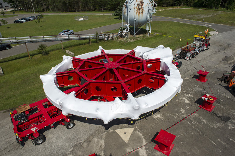 The 50-foot-wide, 15-ton electromagnet had an eventful cross-country trip.