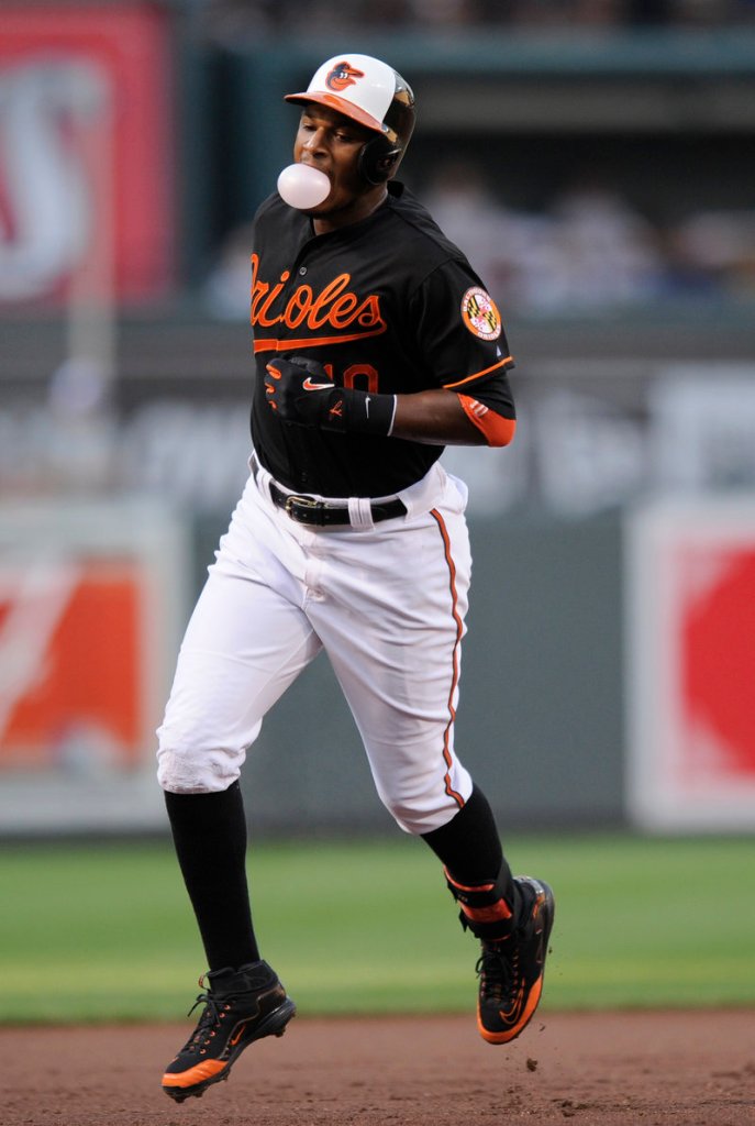 Adam Jones of the Baltimore Orioles gave the Red Sox something to chew on, hitting a two-run homer in the first inning of a 6-0 victory Friday night.