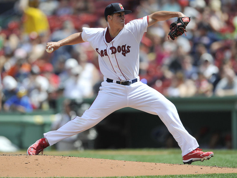 Keith Couch, who is developing into one of the most reliable starting pitchers in the Boston Red Sox organization, started Saturday for the Sea Dogs at Fenway Park and was impressive: two hits over seven innings in a 5-2 victory against the Harrisburg Senators.