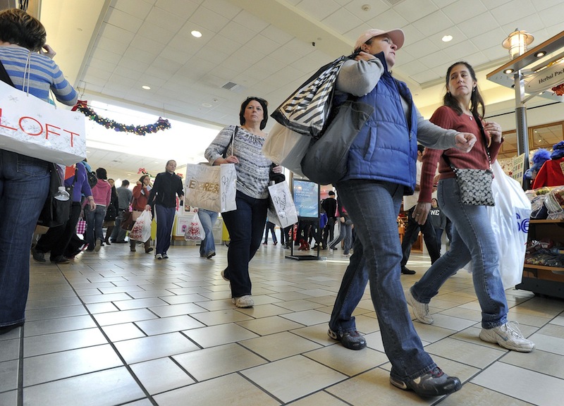 In this November 2011 file photo, shoppers crowd the Maine Mall in South Portland. Maine has the third-lowest sales tax rate in the country, according to a study released by the Tax Foundation that examined state and local sales taxes.