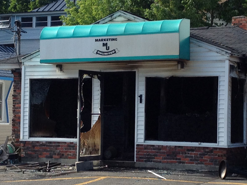 Early morning two-alarm fire destroys Augusta business Marketing Unlimited, located at 84 Western Ave, displacing 80 employees Thursday. No injuries have been reported.