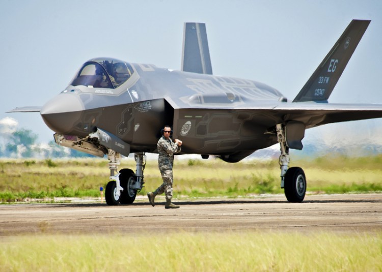 A U.S. Air Force F-35 Joint Strike Fighter is seen at Eglin Air Force Base in Florida. The U.S. wants to  add about 1,200 staff and  two squadrons of F-35 fighters at the RAF Lakenheath airbase in Britain.