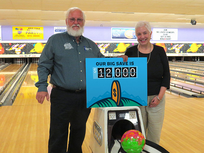 <strong>Striking it rich. </strong> Sparetime Recreation bowling alley owner Andy Couture has made the switch to natural gas, and he knows the savings are really going to add up.