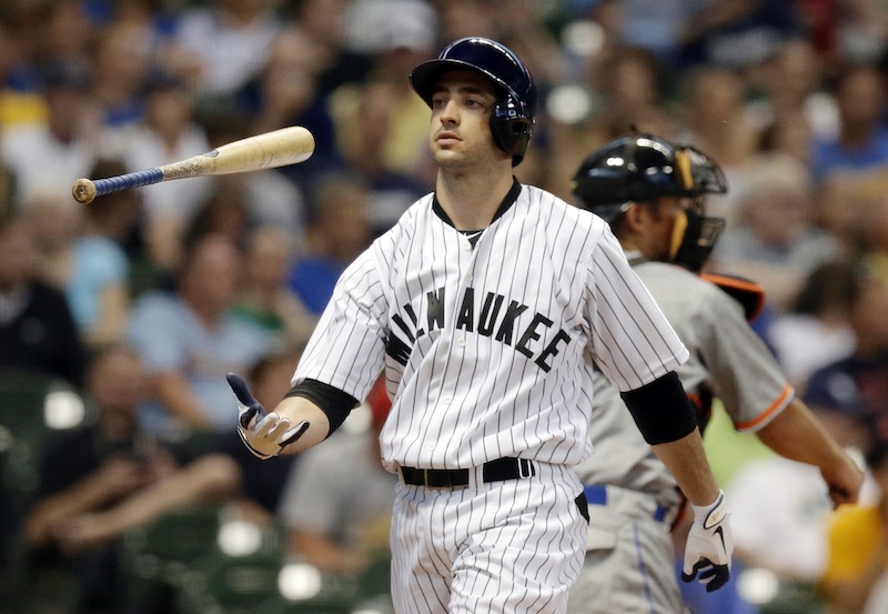 In this July 20 photo, Milwaukee Brewers' Ryan Braun flips his bat after striking out during the third inning against the Miami Marlins in Milwaukee. Braun has admitted taking performance-enhancing drugs during his NL MVP season of 2011.