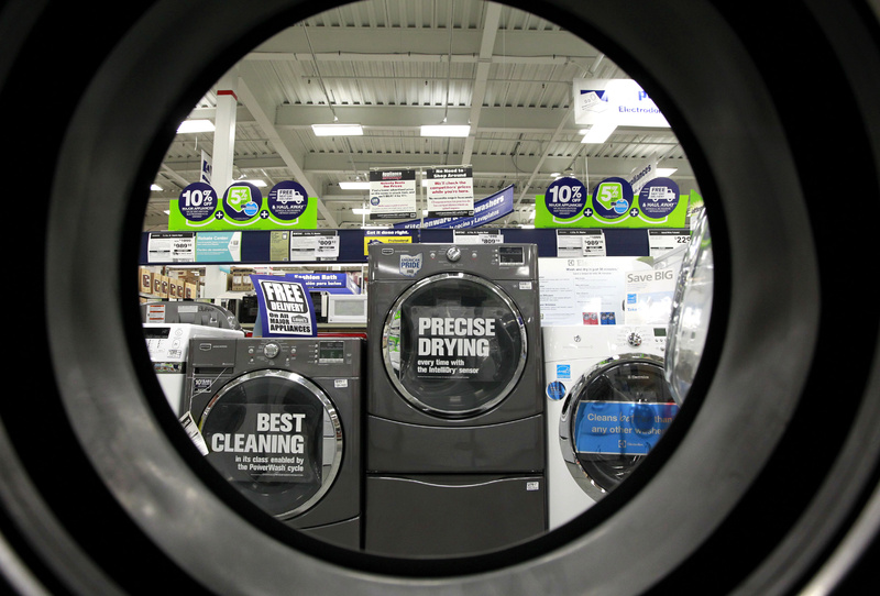 Dryers are seen at a Lowe's store in Framingham, Mass.