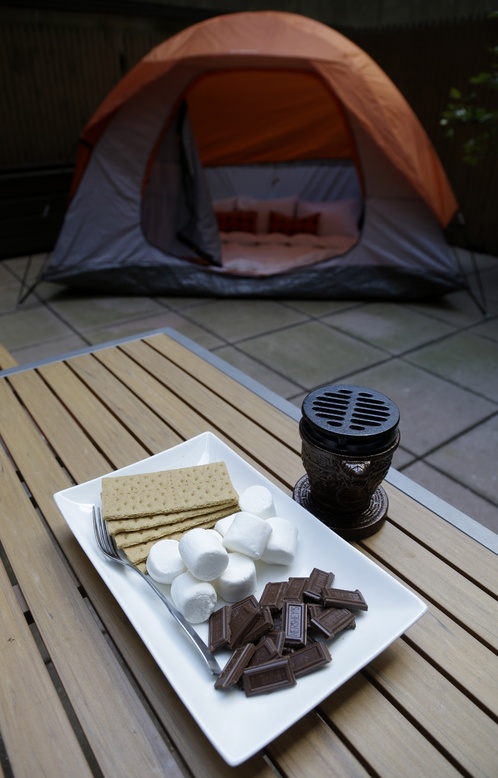What would camping be without s'mores, an option at the Affinia Gardens hotel in New York.