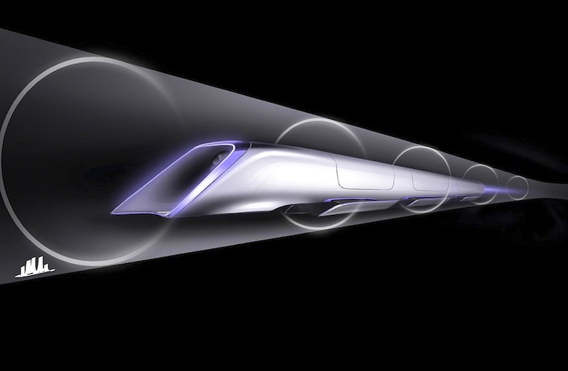 An image released by Tesla Motors, is a conceptual design rendering of the Hyperloop passenger transport capsule. Billionaire entrepreneur Elon Musk on Monday, Aug. 12, 2013 unveiled a concept for a transport system he says would make the nearly 400-mile trip in half the time it takes an airplane. The "Hyperloop" system would use a large tube with capsules inside that would float on air, traveling at over 700 miles per hour. (AP Photo/Tesla Motors)