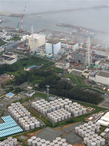 This aerial photo shows the Fukushima Dai-ichi nuclear plant at Okuma in Fukushima prefecture on Tuesday.