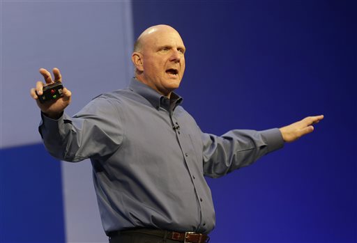 Microsoft CEO Steve Ballmer speaks at a Microsoft event in San Francisco in June. Ballmer, who helped build Microsoft into a technology empire and then struggled to prevent it from crumbling under his own leadership, will retire within the next 12 months. The world’s biggest software company has not yet named a successor.