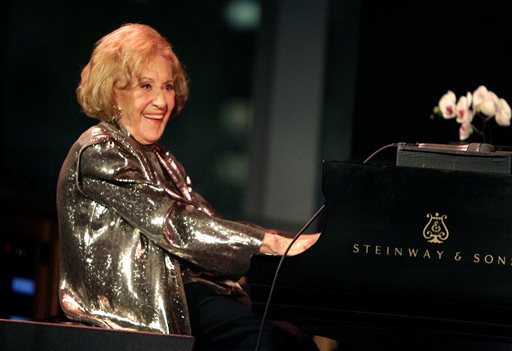 In this March 2008 photo, Marian McPartland plays piano during a celebration of her 90th birthday in New York.
