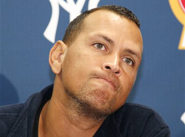 New York Yankees' Alex Rodriguez answers questions from the media at a news conference following a Class AA baseball game with the Trenton Thunder against the Reading Phillies on Friday in Trenton, N.J.