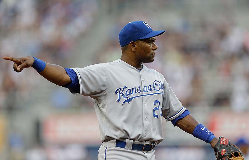 Kansas City Royals shortstop Miguel Tejada was suspended for 105 games for testing positive for amphetamines, the MLB announced in a statement on Saturday.