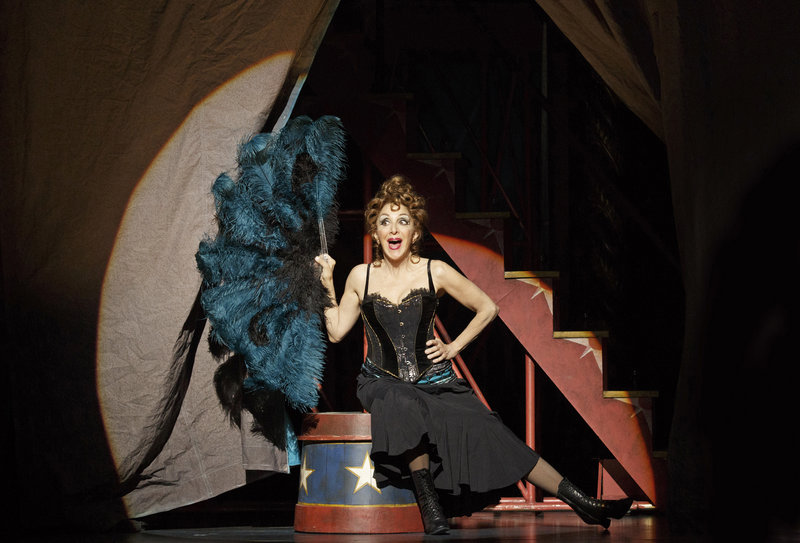 Portland native Andrea Martin performs during a production of “Pippin” at Broadway’s Music Box Theater, where she plays a robust older woman with secrets to share with her grandson.