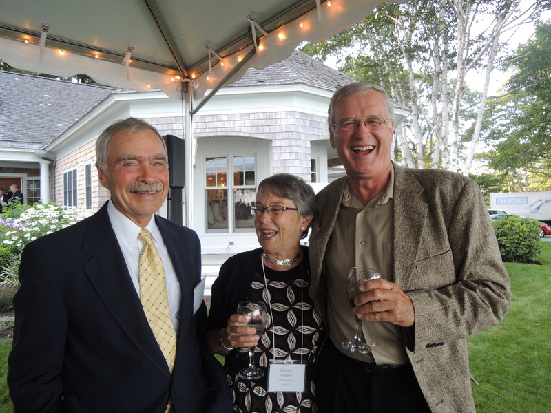 Spring Harbor board member Lester Hodgdon and his wife Sidney Hodgdon, of Brunswick, and Tom Chadbourne, of Portland.