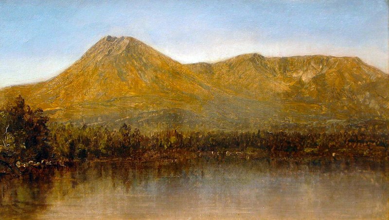 A small oil sketch of Katahdin by Sanford Gifford was made in the fall of 1877 during an excursion to the mountain with Frederic Church and other painters.
