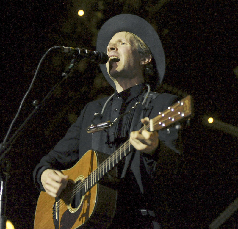 Beck opened at the State Theatre Thursday night with a mostly folk/rock set, influenced perhaps by his recent Newport Folk Festival appearance.