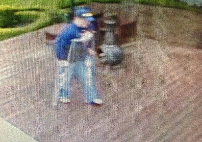 Surveillance video made public this weekend shows an attempted-burglary suspect hobbling on crutches toward the house of musician Kid Rock in Clarkston, Mich.