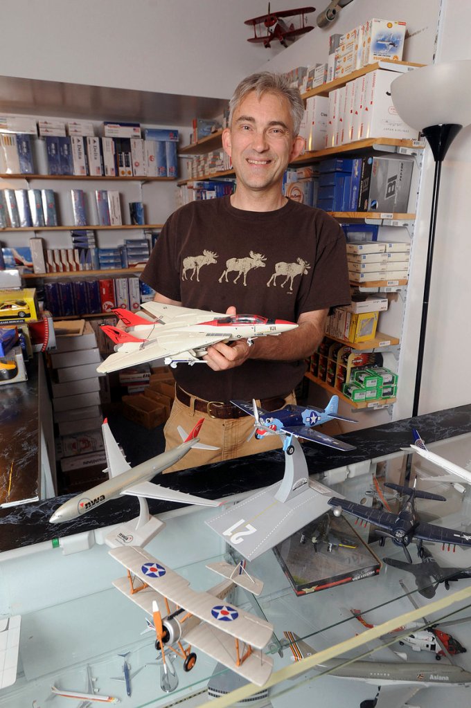 Steve Howland sells model airplanes galore from his inconspicuous storefront in Shelburne Falls, Mass.