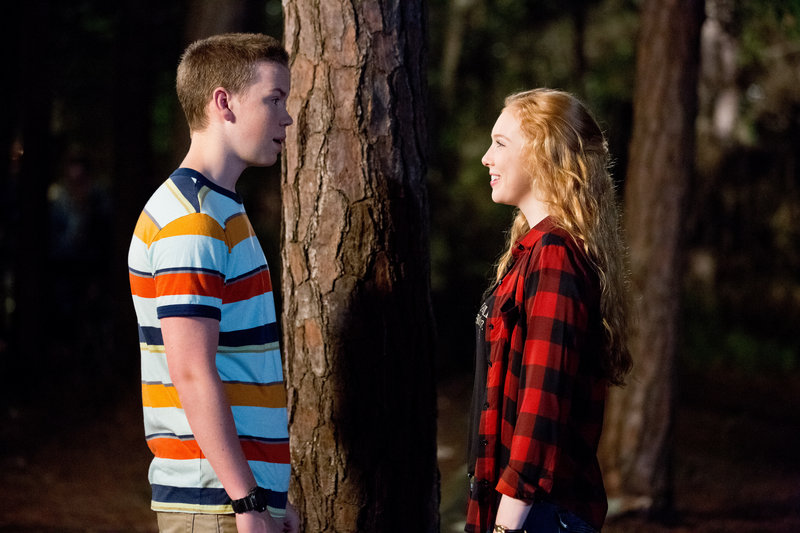 Poulter, above with Molly C. Quinn, steals the show with his portrayal of the awkward teen Kenny.