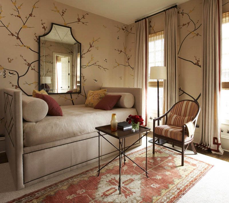 A 1920s Turkish rug sets the tone in this room designed by Robert Brown.