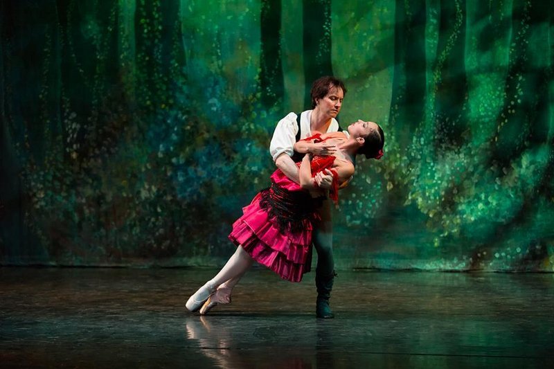 Glenn Davis and Caitlin Bernard dance as Basilio and Kitri in the Maine State Ballet production of "Don Quixote," which continues this week.