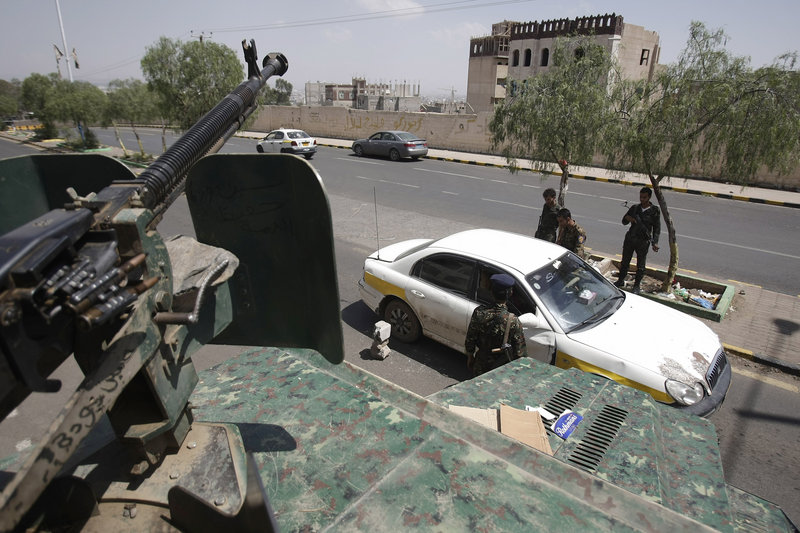 A checkpoint operates near the U.S. embassy in Yemen. A recent terrorist threat closed 19 embassies for more than a week.