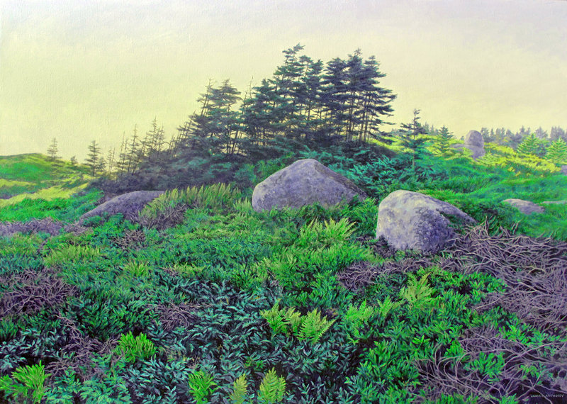 “Resting Boulders,” acrylic by Janice Anthony.