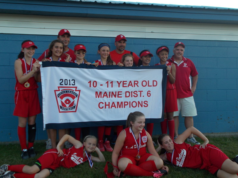 The South Portland 10-11 softball all-star team recently won the Little League Softball state championship. Team members, from left, front row: Maria Degifico, Aileen Campbell and Maria Buck; back row: Lydia Grant, Ashlee Aceto, Shaelyn Kierstead, Hattie Tetzlaff, Mia Filieo, Aviyonna Kim and Fiona Stawarz; back row: Joe Aceto, Carl Tetzlaff and Bill Campbell; absent from photo is Hannah Twombley.