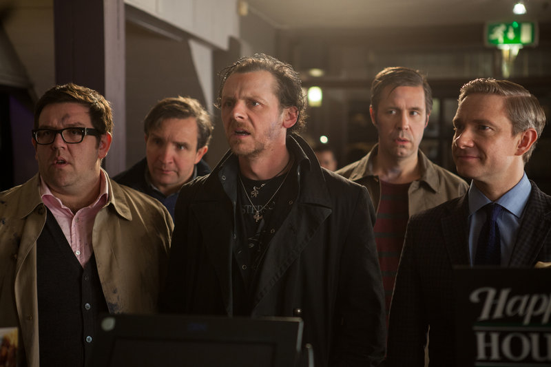 Nick Frost, Eddie Marsan, Simon Pegg, Paddy Considine and Martin Freeman, five friends reuniting for an epic pub crawl, are in for an alien surprise in “The World’s End.”