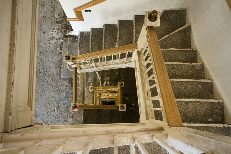 The current owner had already gutted a great deal of the building’s interior space, as seen in the central stairwell ...