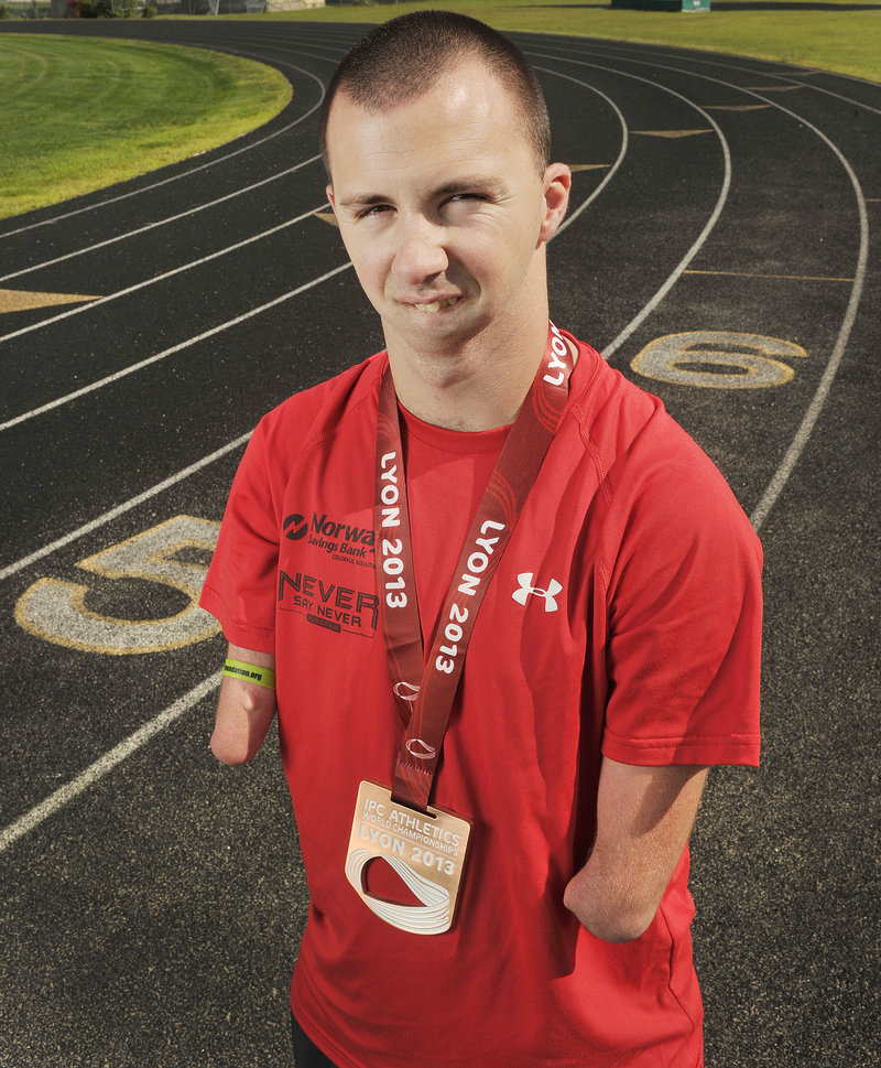 Maine para-athlete Josh Kennison, 23, recently medaled in the International Paralympic Committee Athletics World Championships in Lyon, France.