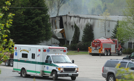 Emergency crews respond to an explosion at the Black Mag factory plant in Colebrook, N.H., on May 14, 2010. Jesse Kennett and Donald Kendall died in the explosion at the plant.