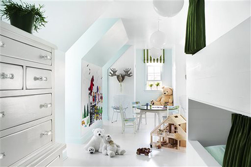 Designer Brian Patrick Flynn uses white plastic globe lights when decorating children's bedrooms. Globe lights cast a flattering glow, and they are sturdy but stylish.