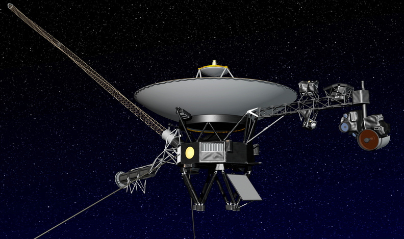 This artist rendering released shows NASA's Voyager 1 spacecraft in space.