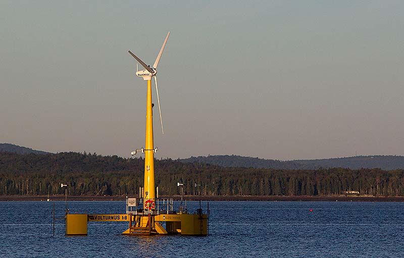The country's first floating wind turbine, the University of Maine's 9,000-pound prototype, generates power off the coast of Castine. Records show Gov. Paul LePage’s administration was working behind the scenes to derail Norwegian company Statoil’s proposal for an offshore wind project that’s projected to bring hundreds of millions of dollars in investments to the state.