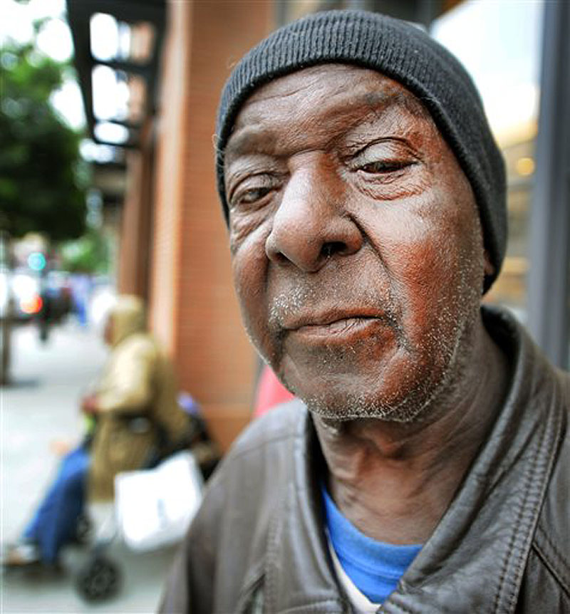 Thomas Williams is one of the homeless people recruited to wait to buy iPhones in Pasadena, Calif.