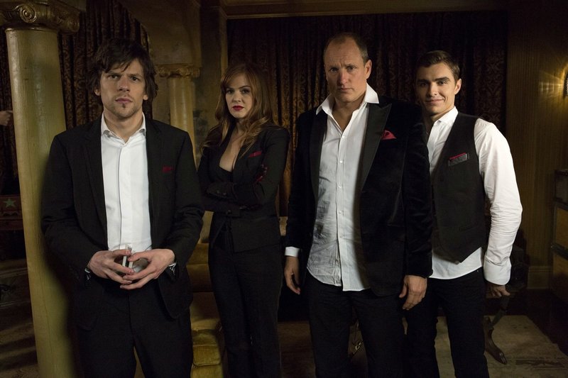 Jesse Eisenberg, left, Isla Fisher, Woody Harrelson and Dave Franco in “Now You See Me.”