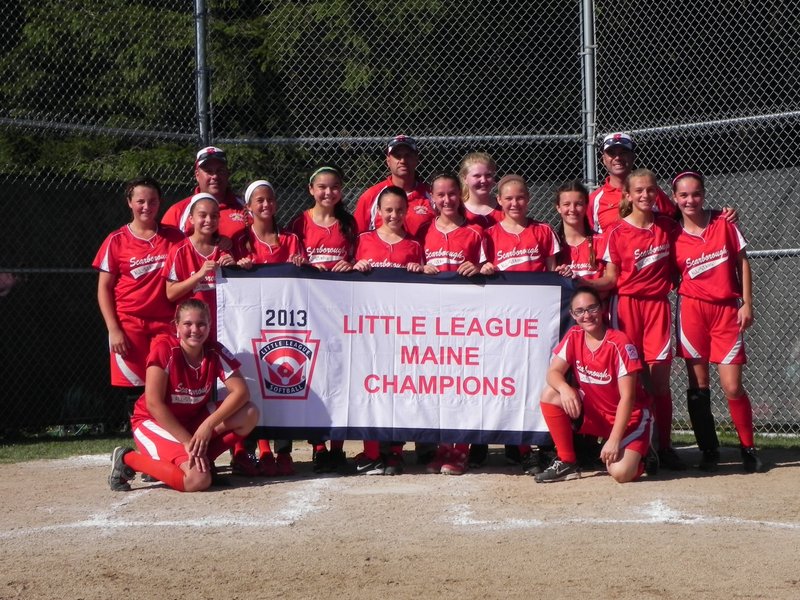 Scarborough’s 11-12 softball All-Star team won the Little League state championship on July 12 in Rockland and went on to compete in the Eastern Regional at Bristol, Conn., where it finished with a 2-3 record. Team members, from left to right: Kneeling: Hunter Greenleaf and Marina Clough; Middle row: Logan Bruns, Ava McDonald, Sydney Michelson, Felicia O’Reilly, Courtney Brochu, Laura Powell, Mia Kelley, Ivy DiBiase, Kaitlin Verreault and Sarah Berube; Back row: Coach Chris Kelley, Coach Jere Michelson, Sydney Plummer and Manager Mike O’Reilly.