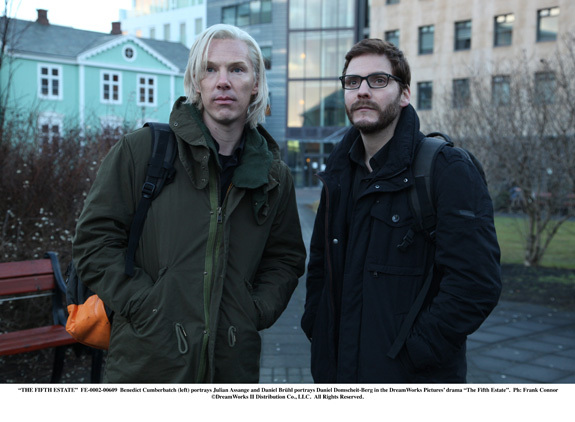 Benedict Cumberbatch and Daniel Bruhl in “The Fifth Estate”
