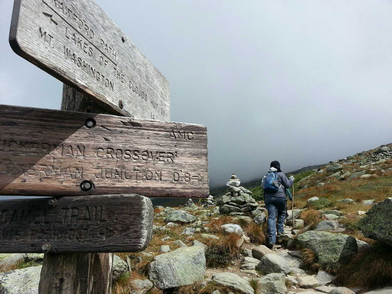 The Crawford Path is much more rocky and requires hikers to rely on cairns, rather than trail blazes, to follow the trail to the summit of Mount Washington.